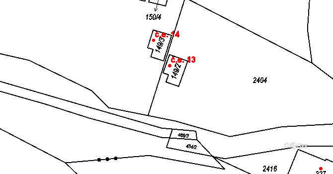 Jednov 13, Suchdol na parcele st. 149/2 v KÚ Suchdol u Konice, Katastrální mapa