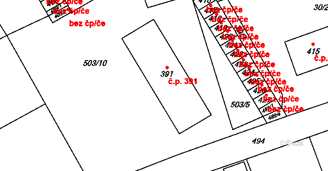 Svratka 391 na parcele st. 391 v KÚ Svratka, Katastrální mapa