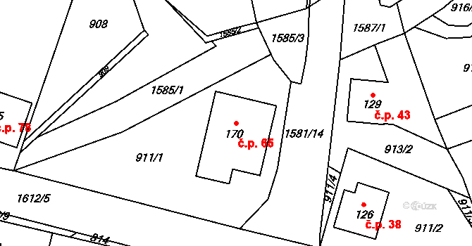 Veselíčko 65, Žďár nad Sázavou na parcele st. 170 v KÚ Veselíčko u Žďáru nad Sázavou, Katastrální mapa