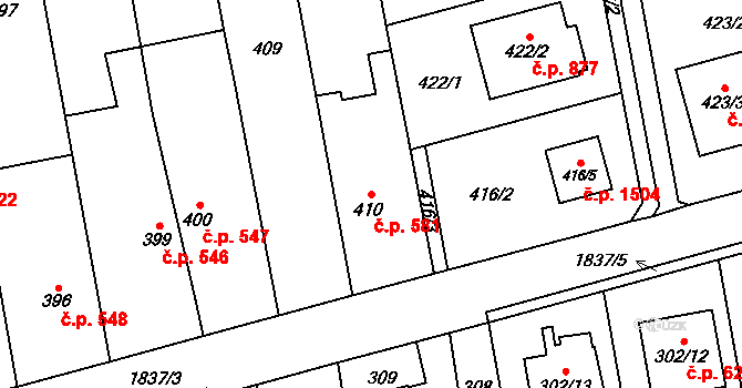 Kylešovice 581, Opava na parcele st. 410 v KÚ Kylešovice, Katastrální mapa