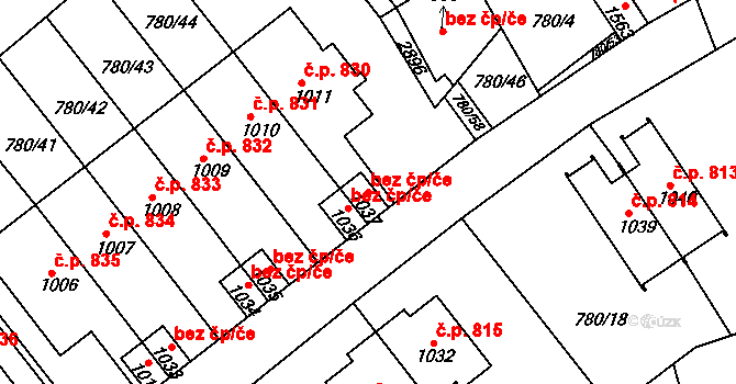 Luhačovice 44784520 na parcele st. 1037 v KÚ Luhačovice, Katastrální mapa