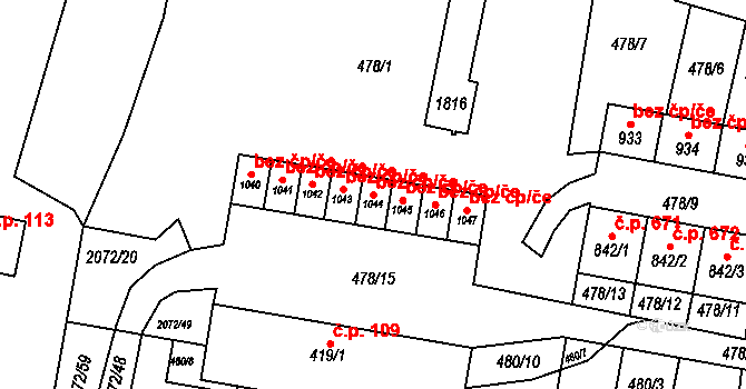 Králíky 45484520 na parcele st. 1044 v KÚ Králíky, Katastrální mapa