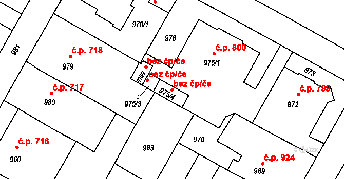 Litoměřice 47631520 na parcele st. 975/4 v KÚ Litoměřice, Katastrální mapa