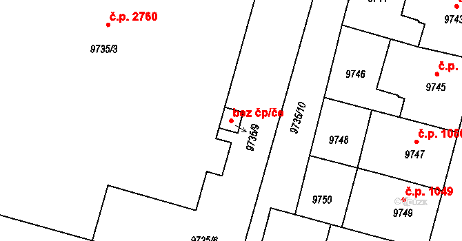 Plzeň 48678520 na parcele st. 9735/9 v KÚ Plzeň, Katastrální mapa