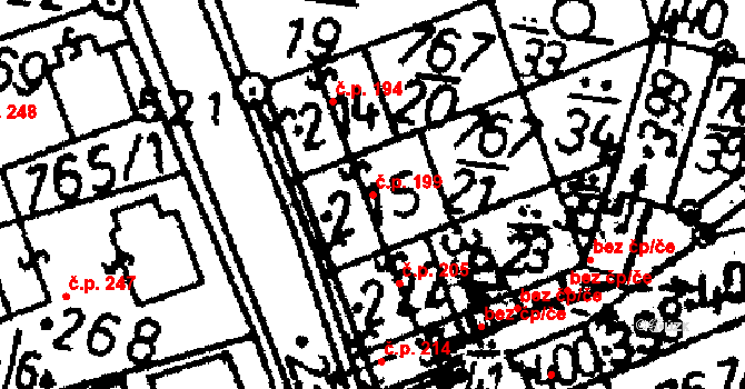 Bernartice 199 na parcele st. 215 v KÚ Bernartice u Milevska, Katastrální mapa