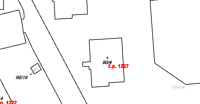 Třešť 1227 na parcele st. 90/4 v KÚ Třešť, Katastrální mapa