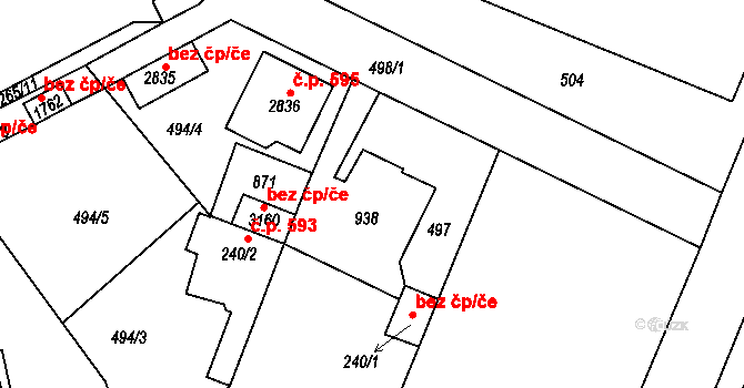 Neratovice 237 na parcele st. 240/1 v KÚ Neratovice, Katastrální mapa