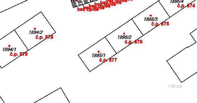 Sušice II 877, Sušice na parcele st. 1895/1 v KÚ Sušice nad Otavou, Katastrální mapa
