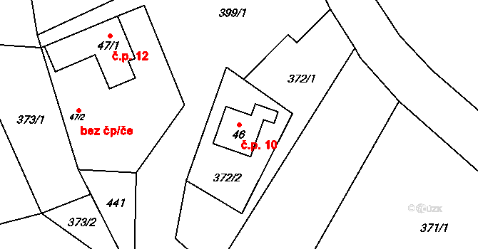 Řečice 10, Zábřezí-Řečice na parcele st. 46 v KÚ Zábřezí, Katastrální mapa