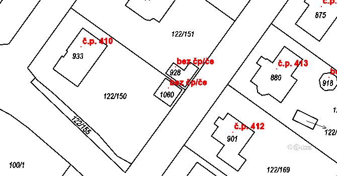Údlice 100898521 na parcele st. 1060 v KÚ Údlice, Katastrální mapa