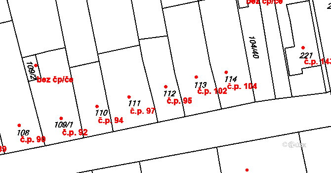 Količín 95, Holešov na parcele st. 112 v KÚ Količín, Katastrální mapa