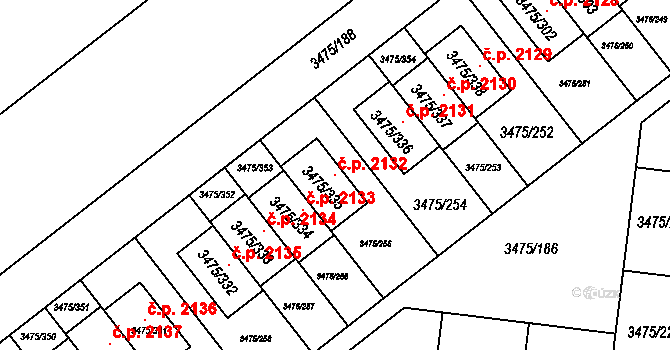 Úvaly 2132 na parcele st. 3475/335 v KÚ Úvaly u Prahy, Katastrální mapa