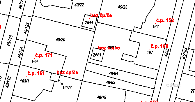 Kralupy nad Vltavou 104549521 na parcele st. 2651 v KÚ Lobeček, Katastrální mapa