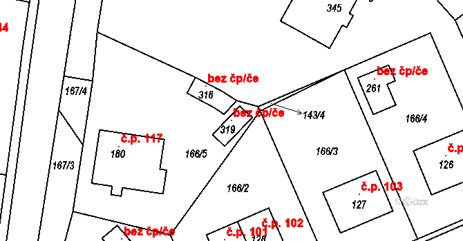 Tuchoraz 106016521 na parcele st. 319 v KÚ Tuchoraz, Katastrální mapa