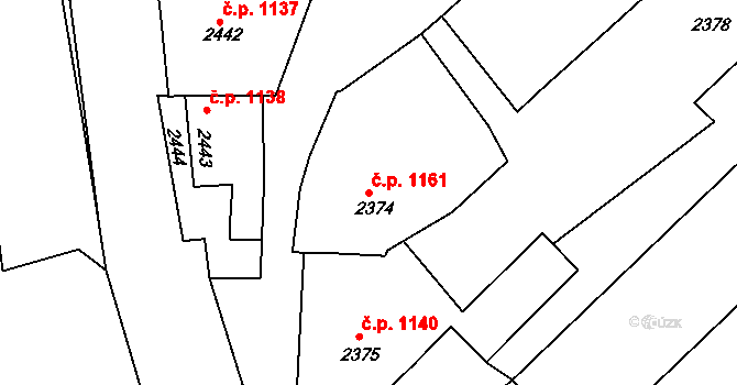 Rakšice 1161, Moravský Krumlov na parcele st. 2374 v KÚ Moravský Krumlov, Katastrální mapa