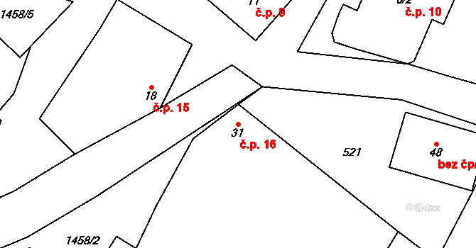 Oslnovice 16 na parcele st. 31 v KÚ Oslnovice, Katastrální mapa