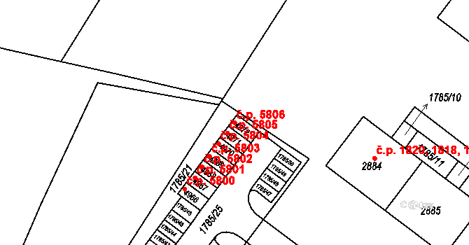 Česká Třebová 5806 na parcele st. 4972 v KÚ Česká Třebová, Katastrální mapa