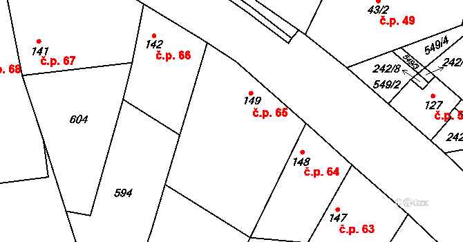 Zavadilka 65, Jizbice na parcele st. 149 v KÚ Jizbice u Nymburka, Katastrální mapa