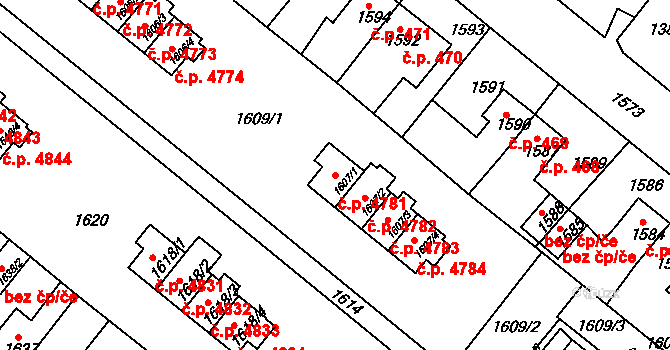 Zruč nad Sázavou 4781 na parcele st. 1607/1 v KÚ Zruč nad Sázavou, Katastrální mapa