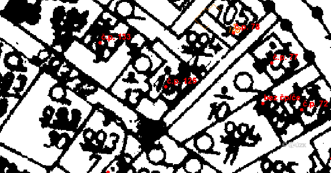 Radošov 125, Kyselka na parcele st. 160 v KÚ Radošov u Kyselky, Katastrální mapa