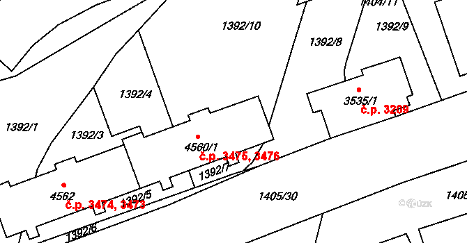 Jablonec nad Nisou 3475,3476 na parcele st. 4560/1 v KÚ Jablonec nad Nisou, Katastrální mapa