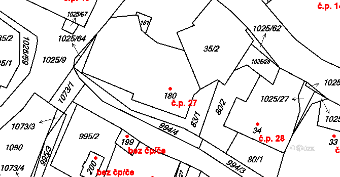 Šimanov 27 na parcele st. 180 v KÚ Šimanov na Moravě, Katastrální mapa