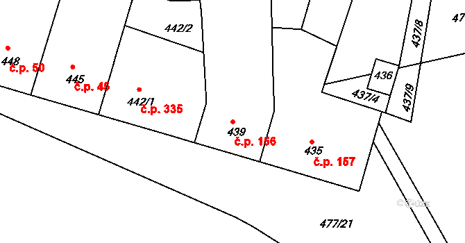 Moutnice 156 na parcele st. 439 v KÚ Moutnice, Katastrální mapa