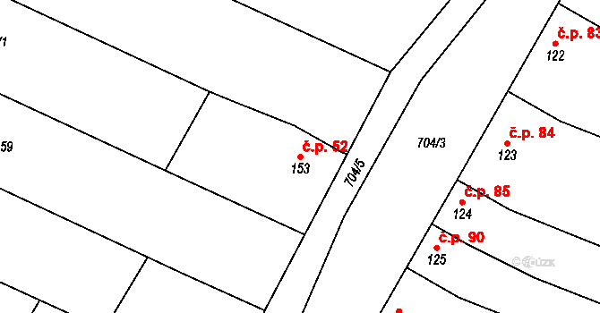 Zdislavice 52, Troubky-Zdislavice na parcele st. 153 v KÚ Zdislavice, Katastrální mapa