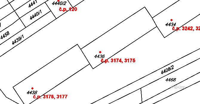 Kladno 3174,3175 na parcele st. 4436 v KÚ Kladno, Katastrální mapa