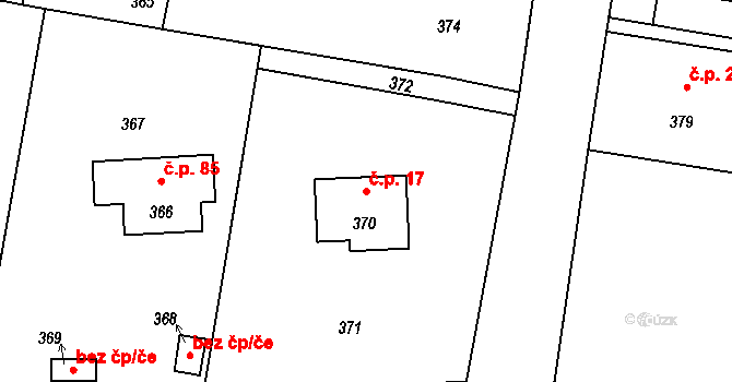 Dolní Těrlicko 17, Těrlicko na parcele st. 370 v KÚ Dolní Těrlicko, Katastrální mapa