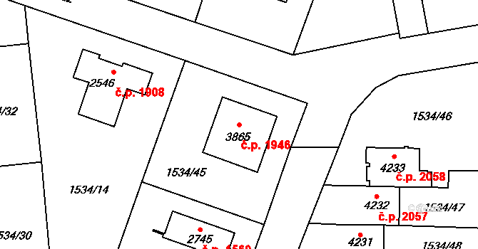 Šumperk 1946 na parcele st. 3865 v KÚ Šumperk, Katastrální mapa