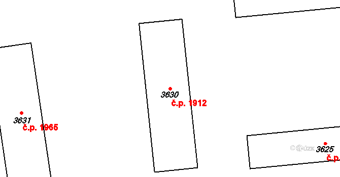 Kročehlavy 1912, Kladno na parcele st. 3630 v KÚ Kročehlavy, Katastrální mapa