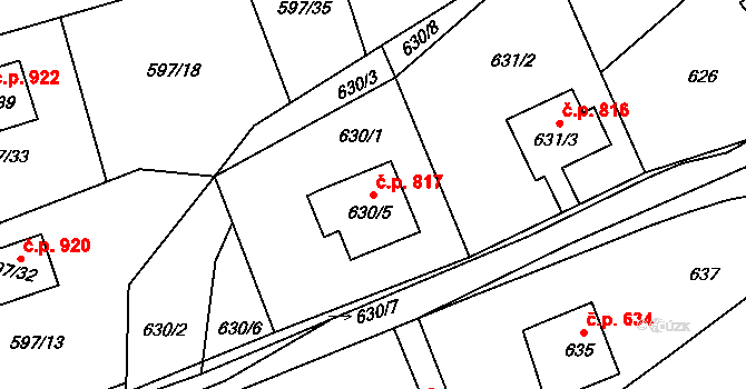 Libušín 817 na parcele st. 630/5 v KÚ Libušín, Katastrální mapa