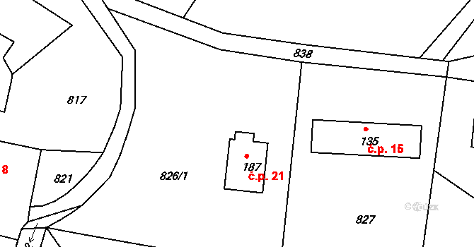 Radvanice 21, Kobyly na parcele st. 187 v KÚ Kobyly, Katastrální mapa