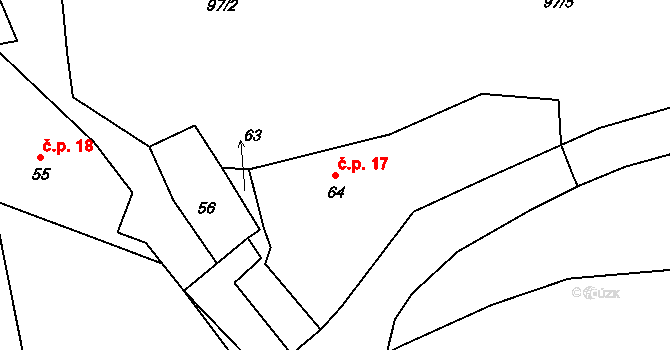 Jeneč 17, Brťov-Jeneč na parcele st. 64 v KÚ Jeneč, Katastrální mapa