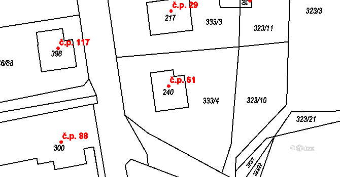 Hatě 61, Skuhrov na parcele st. 240 v KÚ Skuhrov pod Brdy, Katastrální mapa