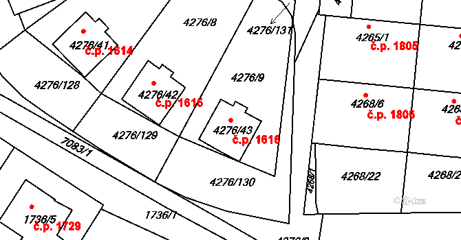 Boskovice 1616 na parcele st. 4276/43 v KÚ Boskovice, Katastrální mapa