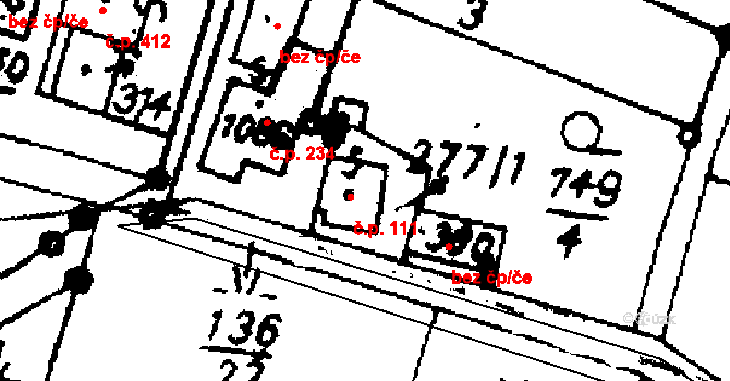 Písek 111 na parcele st. 277/1 v KÚ Písek u Jablunkova, Katastrální mapa