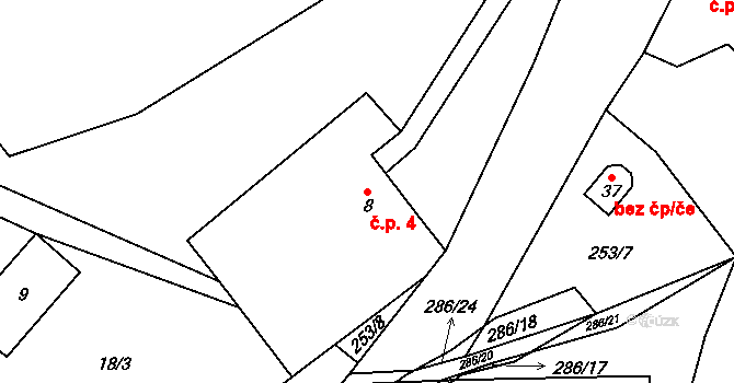 Borušov 4 na parcele st. 8 v KÚ Borušov, Katastrální mapa