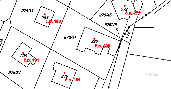 Želivec 200, Sulice na parcele st. 296 v KÚ Sulice, Katastrální mapa