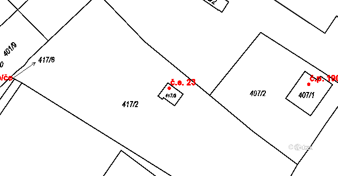 Poříčí 23, Boršov nad Vltavou na parcele st. 417/3 v KÚ Boršov nad Vltavou, Katastrální mapa