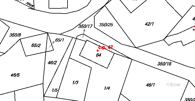 Častolovice 47, Česká Lípa na parcele st. 64 v KÚ Častolovice u České Lípy, Katastrální mapa