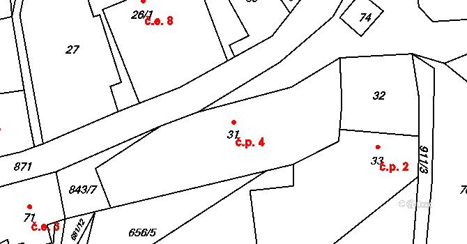 Náčkovice 4, Lovečkovice na parcele st. 31 v KÚ Náčkovice, Katastrální mapa
