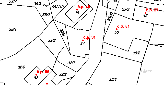 Kal 31, Pecka na parcele st. 37 v KÚ Kal, Katastrální mapa