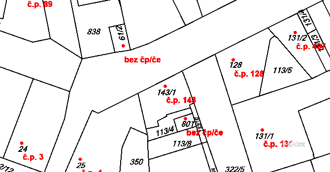 Litol 143, Lysá nad Labem na parcele st. 143/1 v KÚ Litol, Katastrální mapa