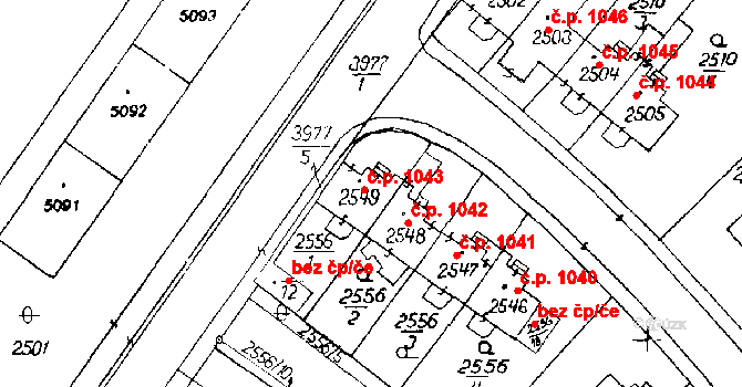 Poděbrady III 1043, Poděbrady na parcele st. 2549 v KÚ Poděbrady, Katastrální mapa