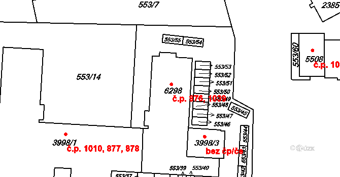 Borovina 876,1039, Třebíč na parcele st. 6298 v KÚ Třebíč, Katastrální mapa