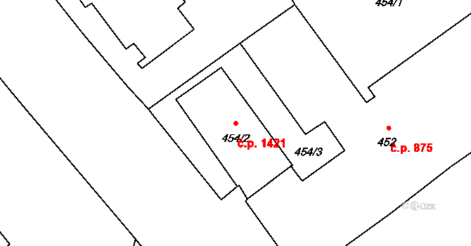 Pelhřimov 1421 na parcele st. 454/2 v KÚ Pelhřimov, Katastrální mapa