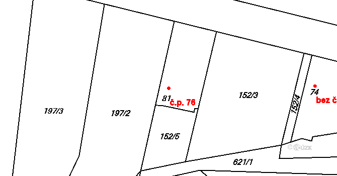Vrbno 76, Hořín na parcele st. 81 v KÚ Vrbno u Mělníka, Katastrální mapa