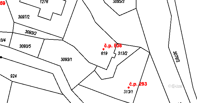 Nejdek 536 na parcele st. 619 v KÚ Nejdek, Katastrální mapa